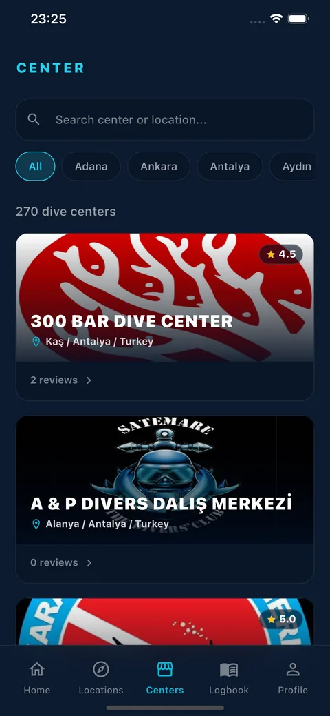 Dalış merkezleri listesi