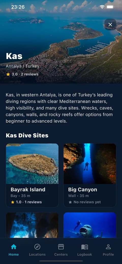Kaş bölgesi detay ekranı